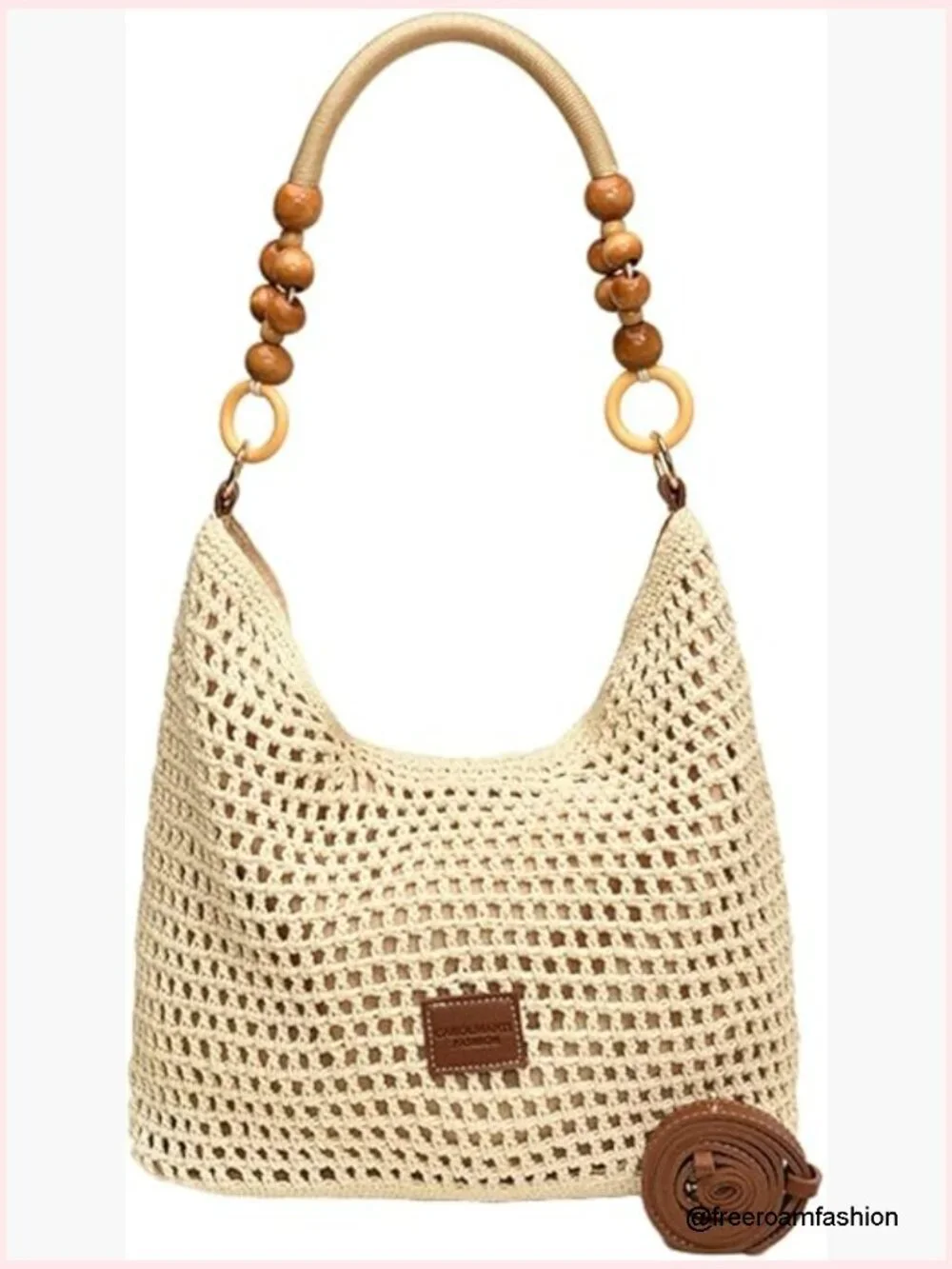 Woven Crochet Hobo Beach Bag - Large Capacity Shoulder Tote